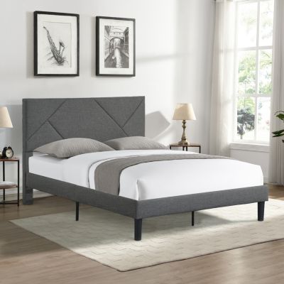 Streamdale  Furniture  Upholstered Platform Bed, Queen, Gray, Wood Slat Support