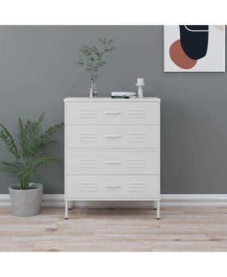 Chest Of Drawers White Steel 31.5 x 13.8 x 40.0 in