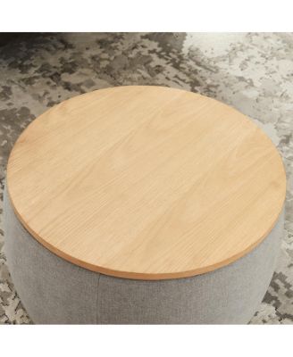 Streamdale Round Storage Ottoman, 2 In 1 Function, Work As End Table And Ottoman