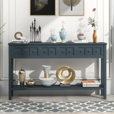 Rustic 60" Entryway Console Table with Drawers and Shelf