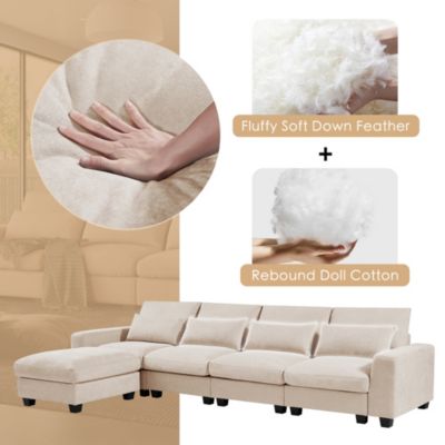 Feather Filled L-Shape Convertible Sectional Sofa