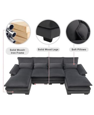 Modern U-Shaped Sectional Sofa with Sleeper and Chaise