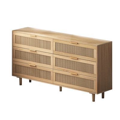 Streamdale Rattan Storage Cabinet, 6-Drawers, Natural