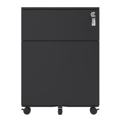 Mobile File Cabinet with Lock, Fully Assembled, Black