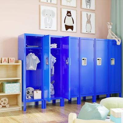 Retro-Style Metal Locker in Blue for Various Spaces