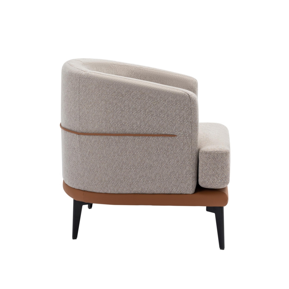 Streamdale Furniture Modern Twotone Barrel Fabric Chair, Upholstered Round Armchair For Living Room Bedroom Reading Room