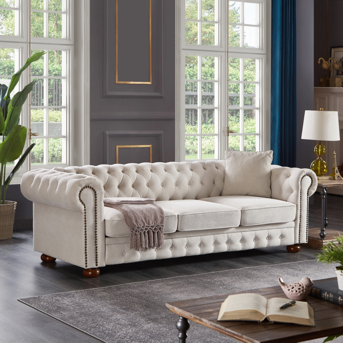 Streamdale Furniture Chesterfield Sofa Linen Fabric