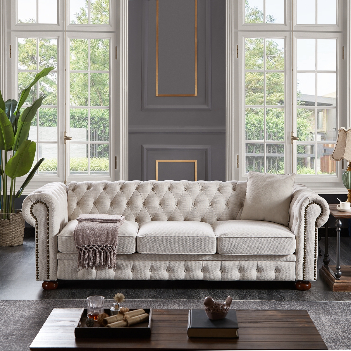 Streamdale Furniture Chesterfield Sofa Linen Fabric