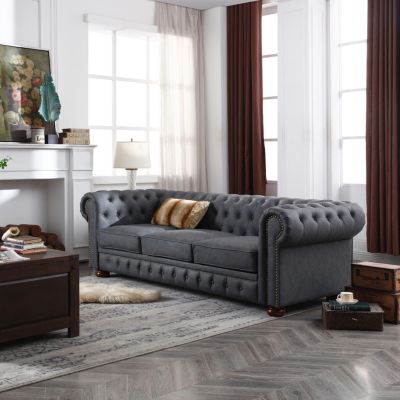 Classic Chesterfield Sofa Faux Leather
