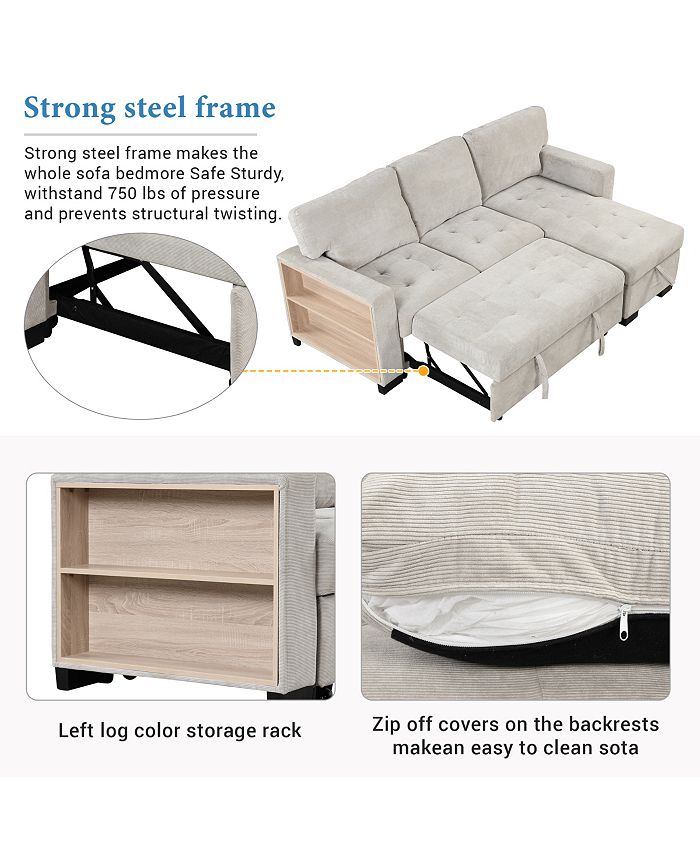 Simplie Fun Multifunctional Chaise Lounge with Storage and USB Charge