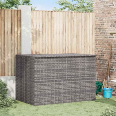 Outdoor Storage Box Grey PE Rattan 59.1x39.4x39.4 in