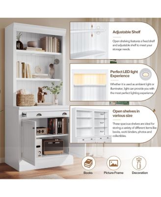 Tall Bookshelf With LED Lighting, Modern Bookcase