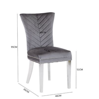 2 Pc  Velvet Fabric & Stainless Steel  Modern Finish  Chair