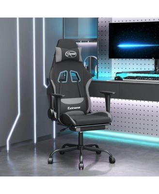 Gaming Chair with Footrest Black and Light Gray Fabric