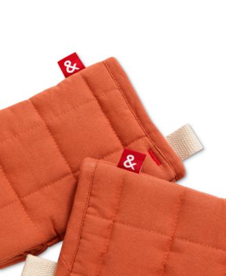 Quilted Solid-Color Oven Mitts, Set of 2
