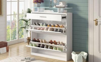 Streamdale Slim Entryway Organizer with Shoe Storage and LED Light