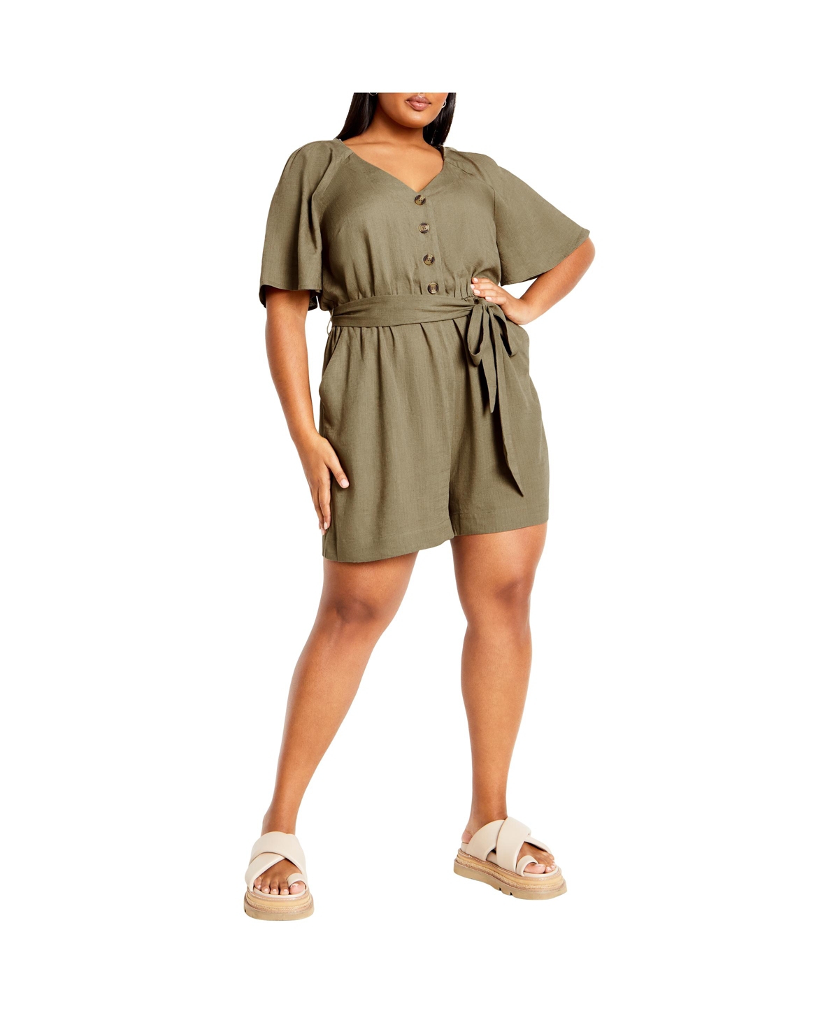 Plus Size Brielle Romper - Olive