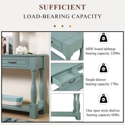 63" Wood Console Table with Drawers & Shelf