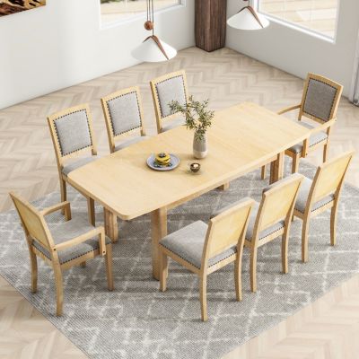 Streamdale 9-Piece Rustic Dining Set with Extendable Table