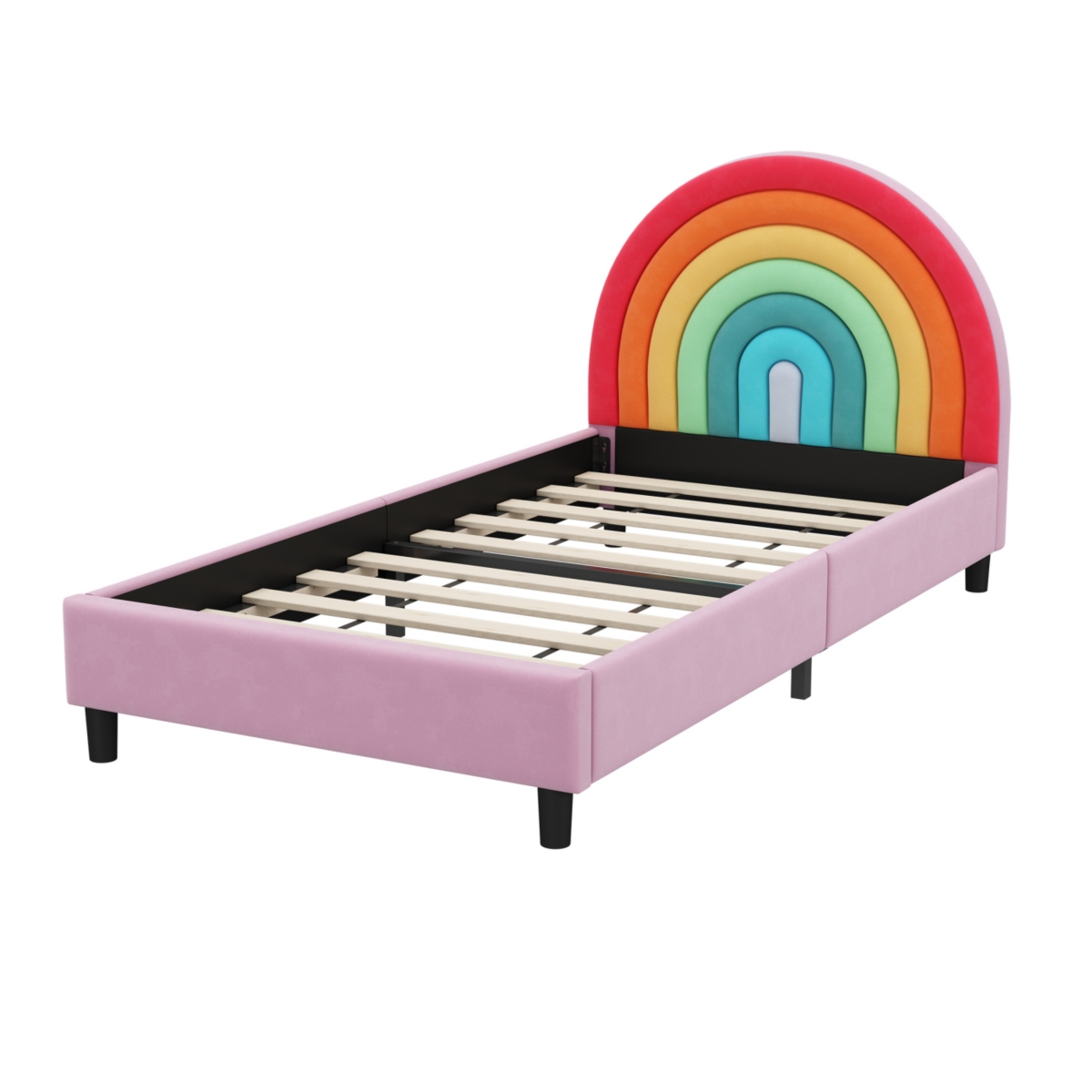 Simplie Fun Colorful Rainbow Design Twin Platform Bed