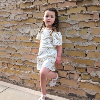 Little Girls Organic Flutter Sleeve Wrap Back Knit Romper