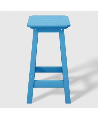 24" HDPE Outdoor Patio Counter High Backless Square Bar Stool