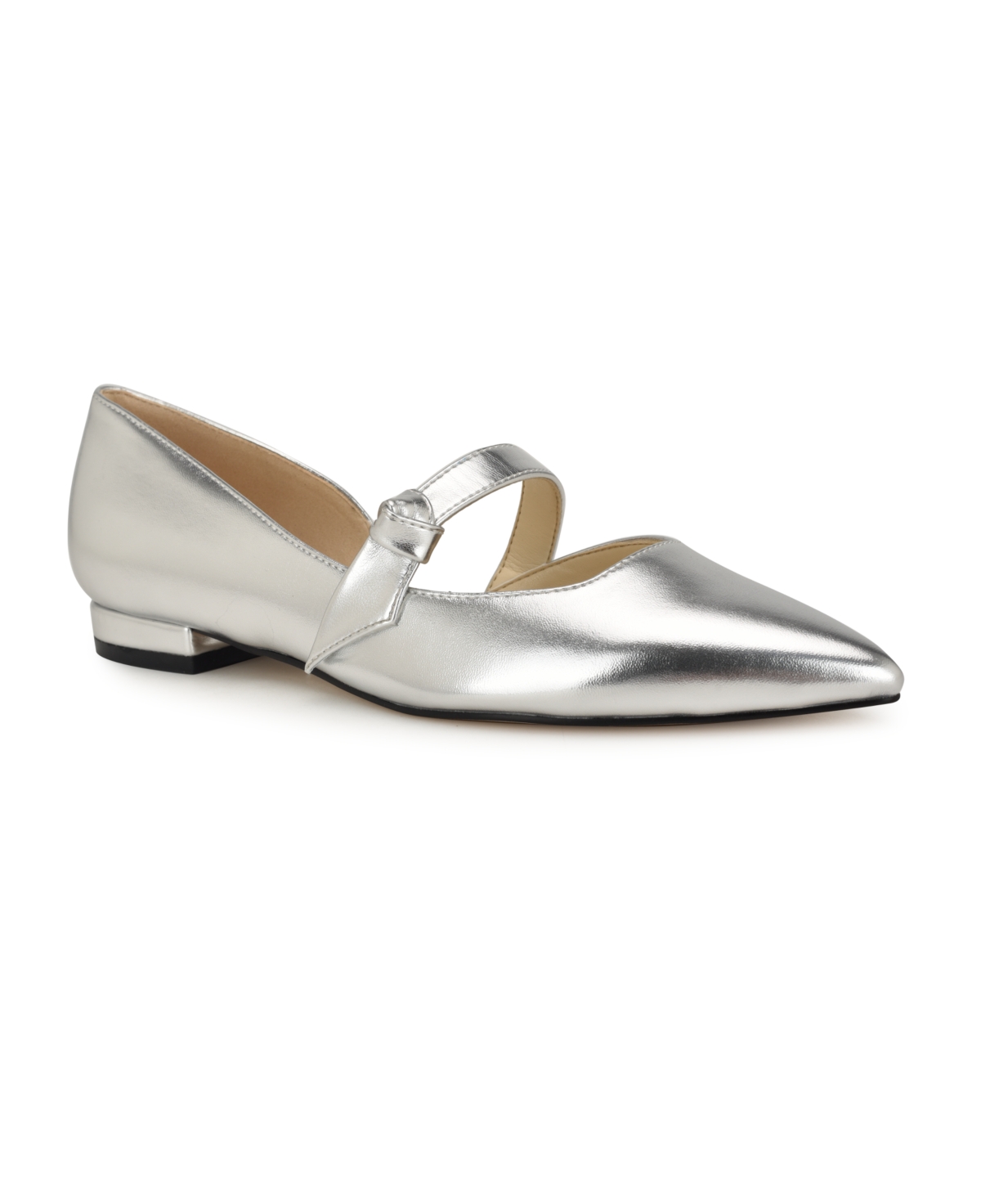 Nine West Women s Luso Pointy Toe Slip on Dress Flats Silver Smart Closet