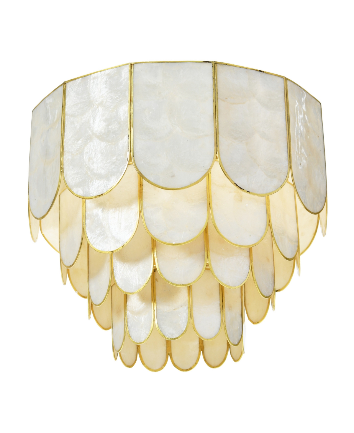 Storied Home 14" Round 4-tier Capiz And Metal Flush Mount Ceiling Light In Gold