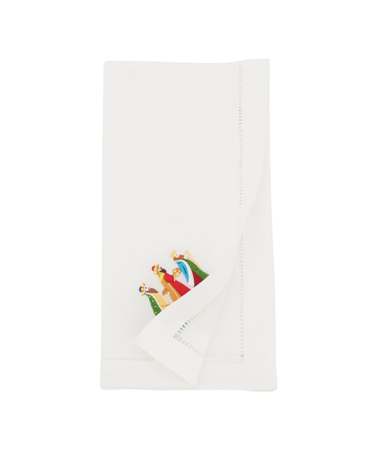 Saro Lifestyle Majestic Embroidered Three Kings Napkin Set Of 6, 20"x20" In White