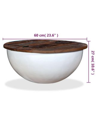 Coffee Table Solid Reclaimed Wood White Bowl Shape