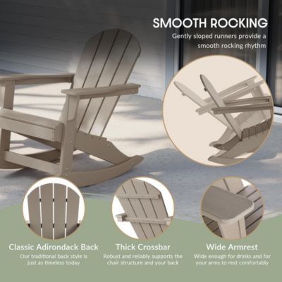 3 Piece set Outdoor Patio Poly Adirondack rocking chairs with side table