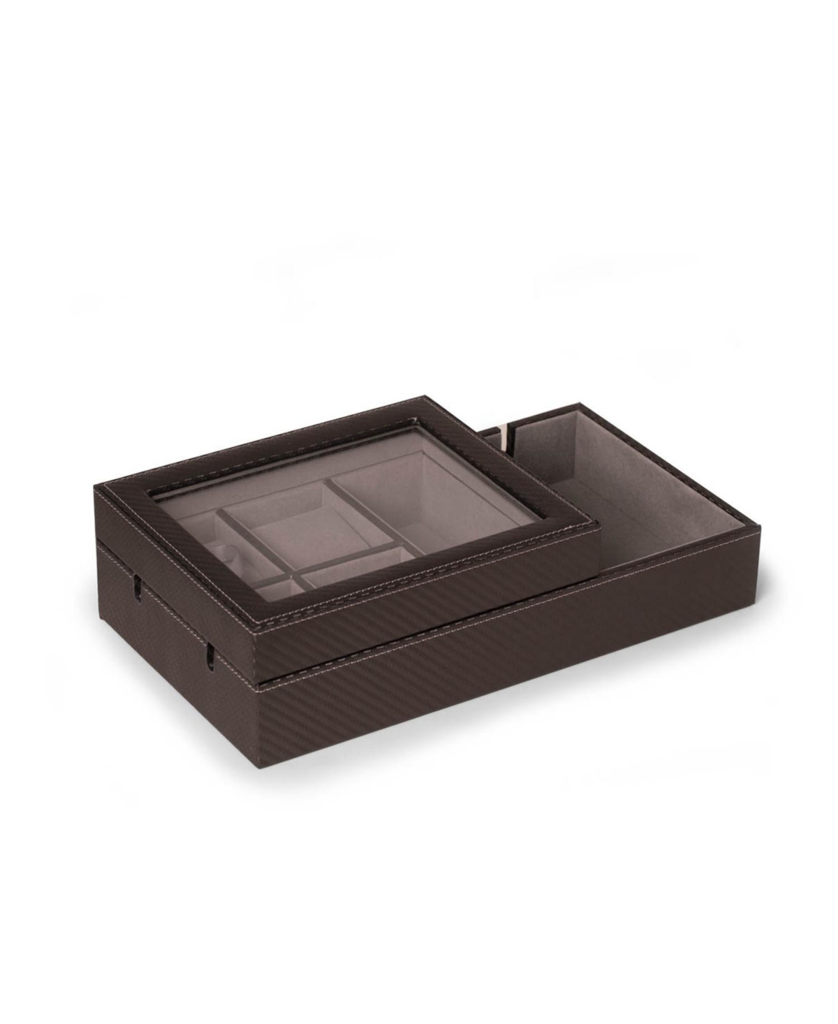 BEY-BERK CABRON FIBER DESIGN WATCH AND PHONE STORAGE WITH CORD CUT OUT 