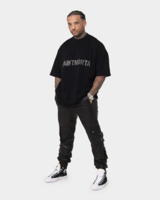 Men's Leather Cargo Jogger, Black - Large