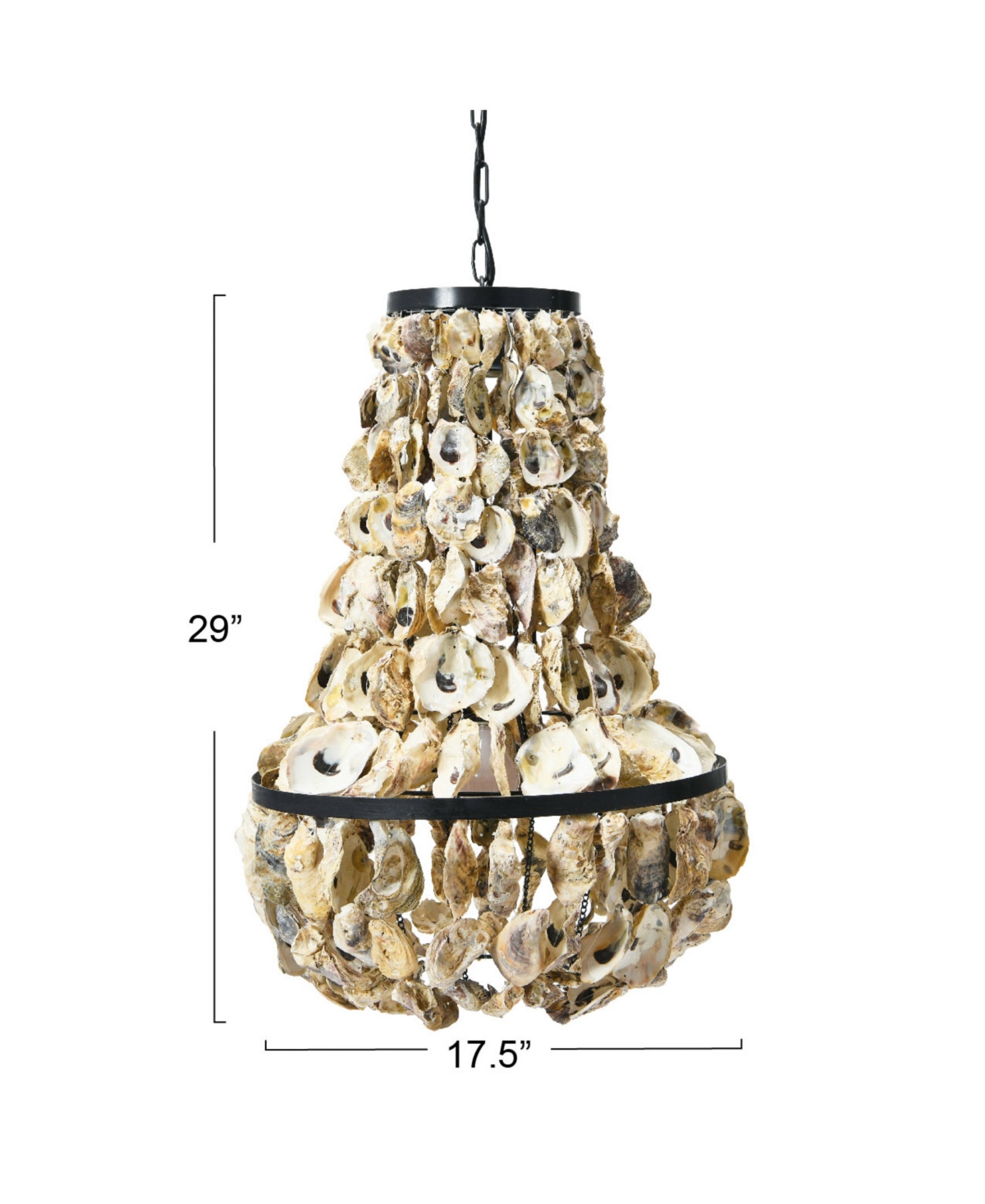Storied Home Metal and Draped Oyster Shell Chandelier Black and- Natural