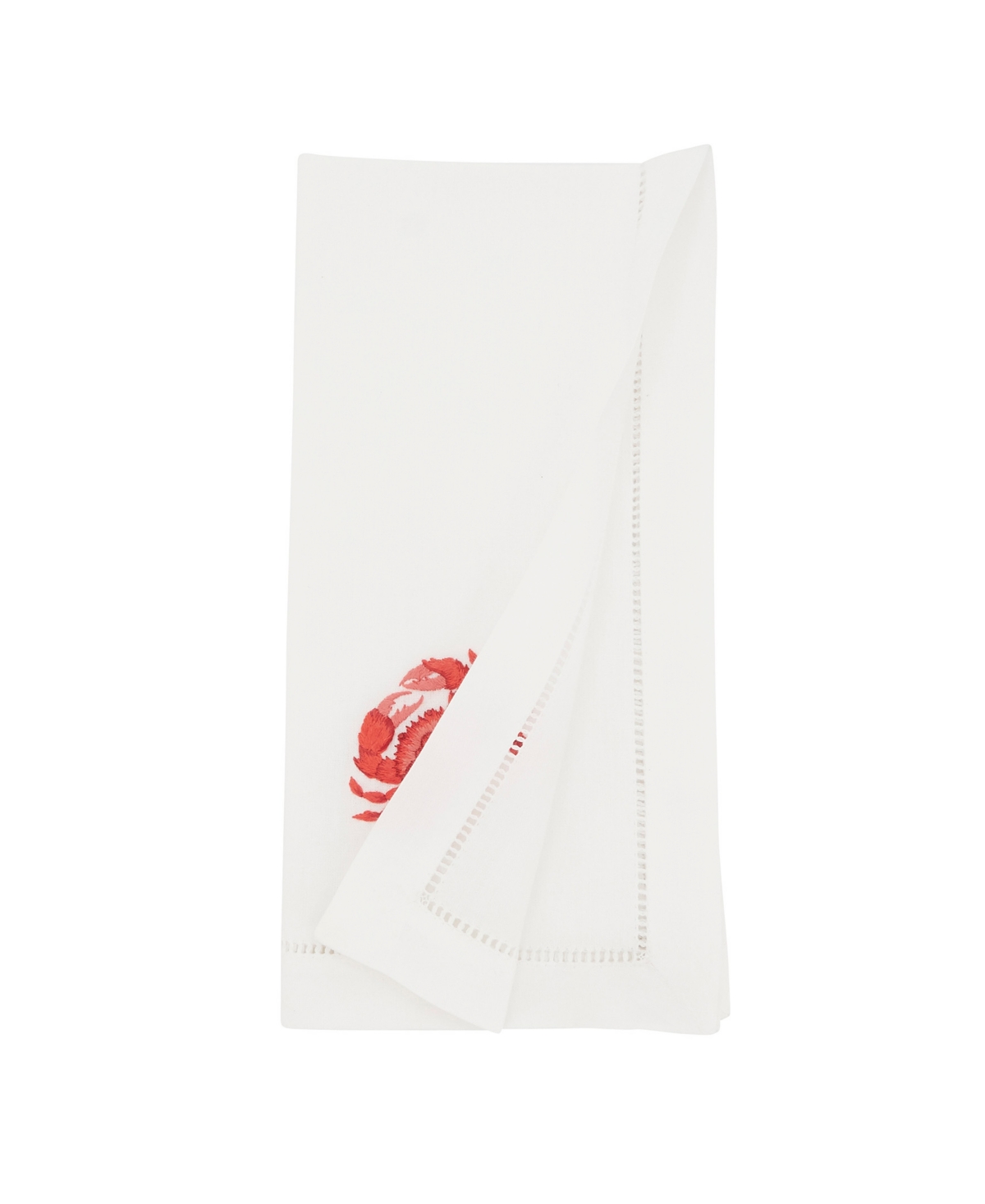 Saro Lifestyle Ocean Treasures Embroidered Crab Napkin Set Of 6, 20"x20" In White