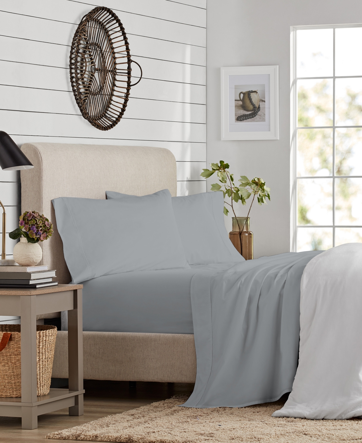 Purity Home 300 Thread Count Brushed Cotton Percale -Pc. Sheet Set