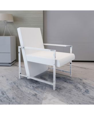 Cube Armchair White Faux Leather