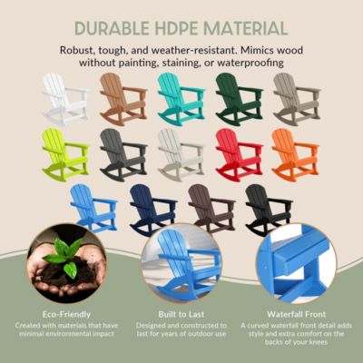 3 Piece set Outdoor Patio Poly Adirondack rocking chairs with side table