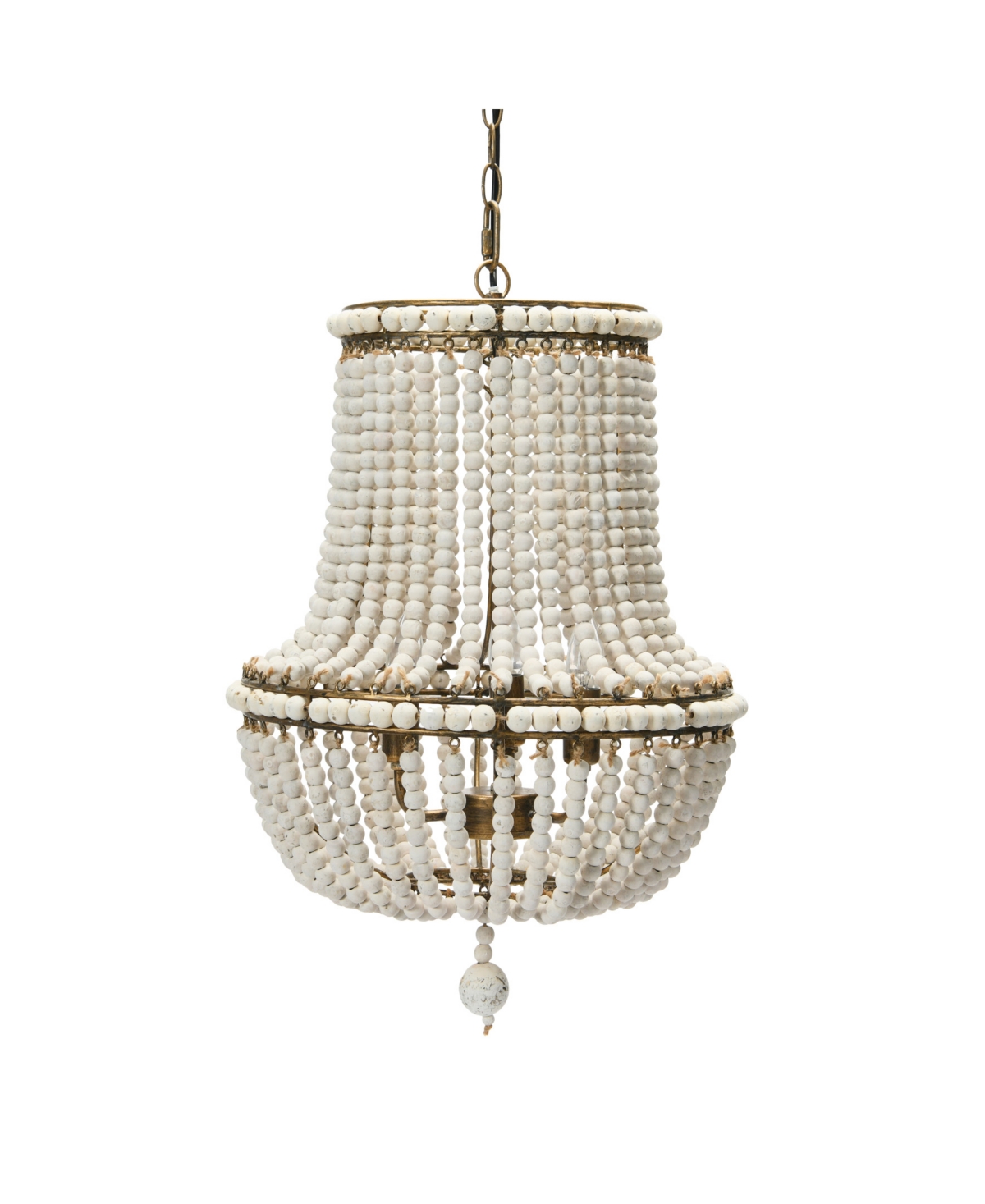 Storied Home Draped Wood Bead Chandelier In Cream