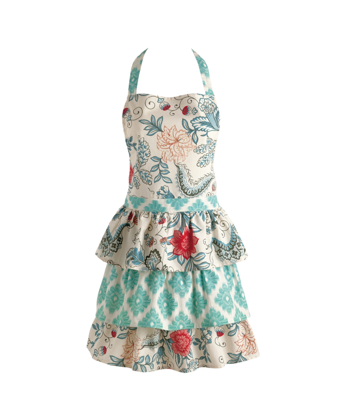 Blue Ikat Flowers Apron - Blue Ikat