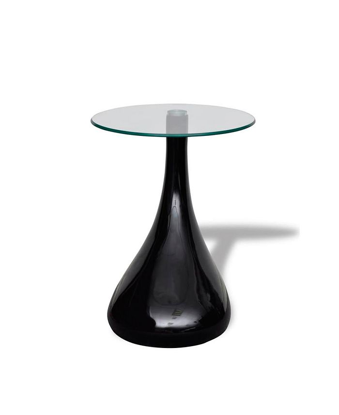 vidaXL Coffee Tables 2 pcs with Round Glass Top High Gloss Black Macy's