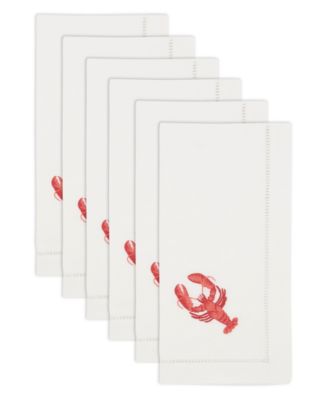 Ocean Treasures Embroidered Lobster Napkin Set of 6, 20"x20"