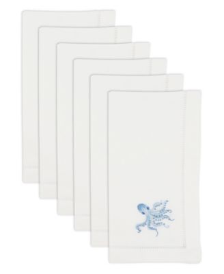 Ocean Treasures Embroidered Octopus Napkin Set of 6, 20"x20"