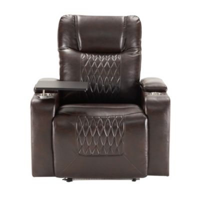 Single Piece Faux Leather with USB Charging and Storage -  Power Motion Recliner
