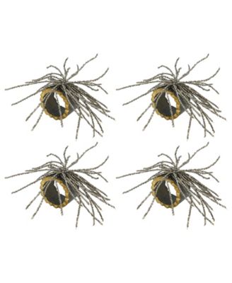 Bead-Embellished Resin Napkin Ring Set of 4