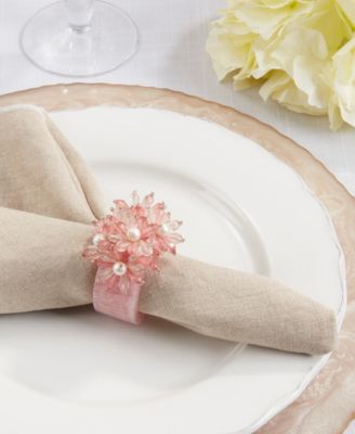 Beaded Petal Delight Resin Napkin Ring Set of 4,