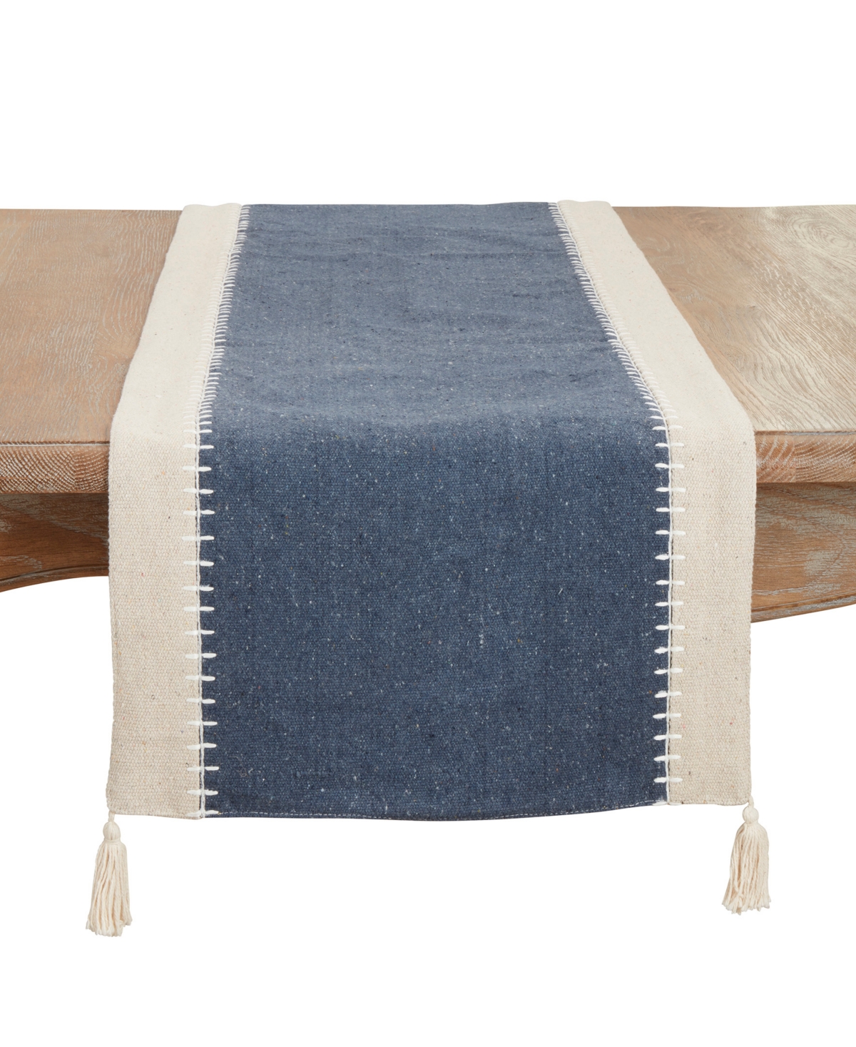 Saro Lifestyle Whipstitched Border Design Table Runner, 16"x72" In Gray