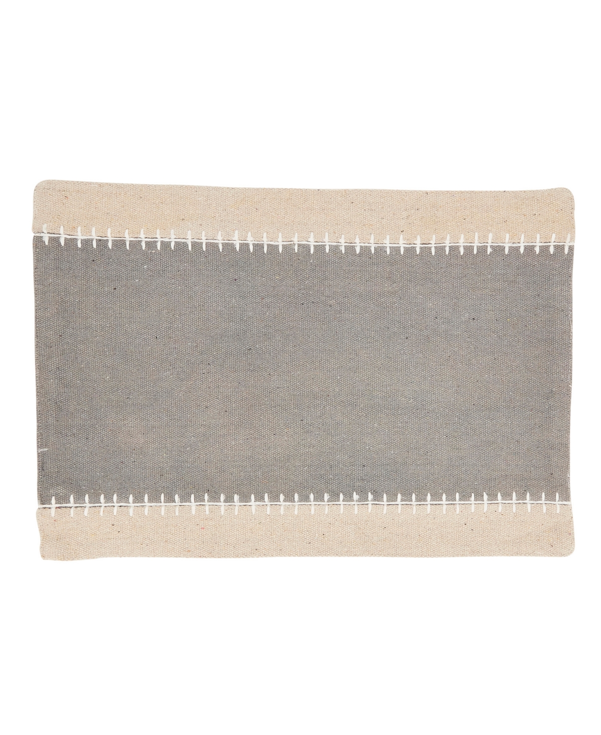 Saro Lifestyle Whipstitched Border Design Placemat Set Of 4, 14"x20" In Black,natural