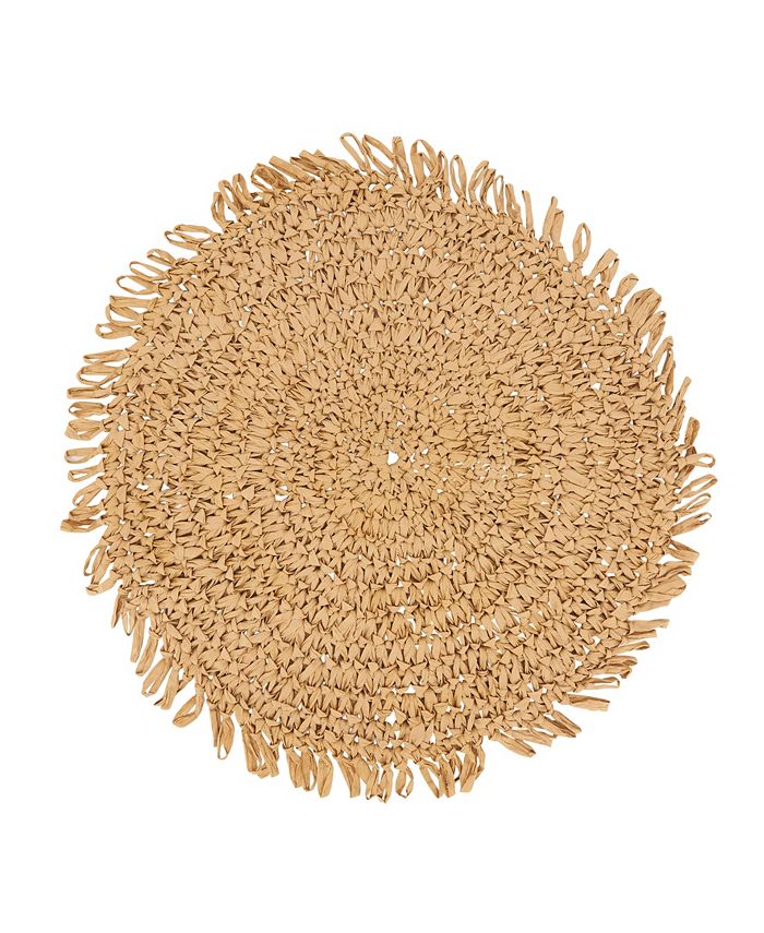 Saro Lifestyle Rustic Raffia Fringe Placemat Set of 4, 14
