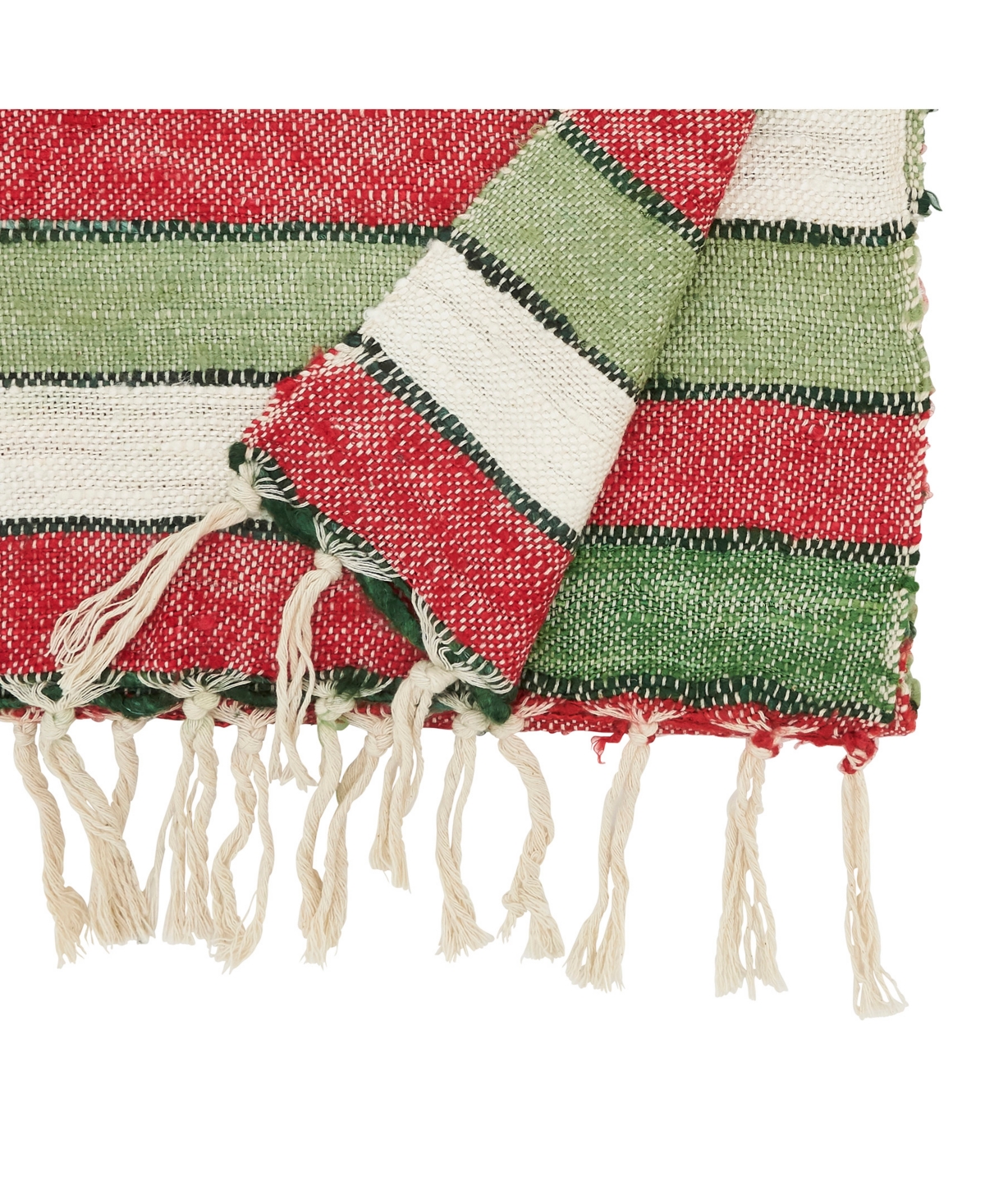 Saro Lifestyle Wide Striped Table Runner, 16"x72" In Red,green